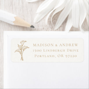 Classic Gold Calla Lily Wedding Address Return Address Label