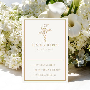 Classic Gold Calla Lily Wedding RSVP Card