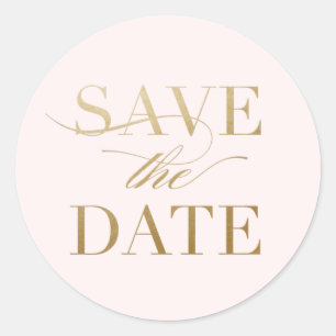 Classic Gold Calligraphy Wedding Save the Date Round Sticker