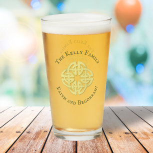 Classic Gold Celtic Cross Faith and Begorrah  Glass