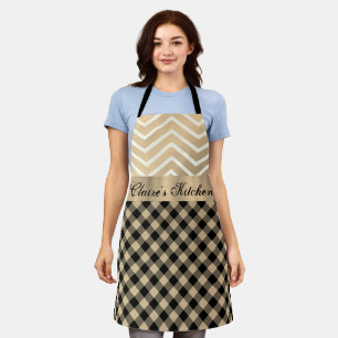 Classic Gold Chevron Gingham Apron