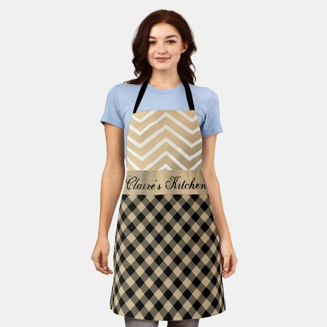 Classic Gold Chevron Gingham Apron (Worn)