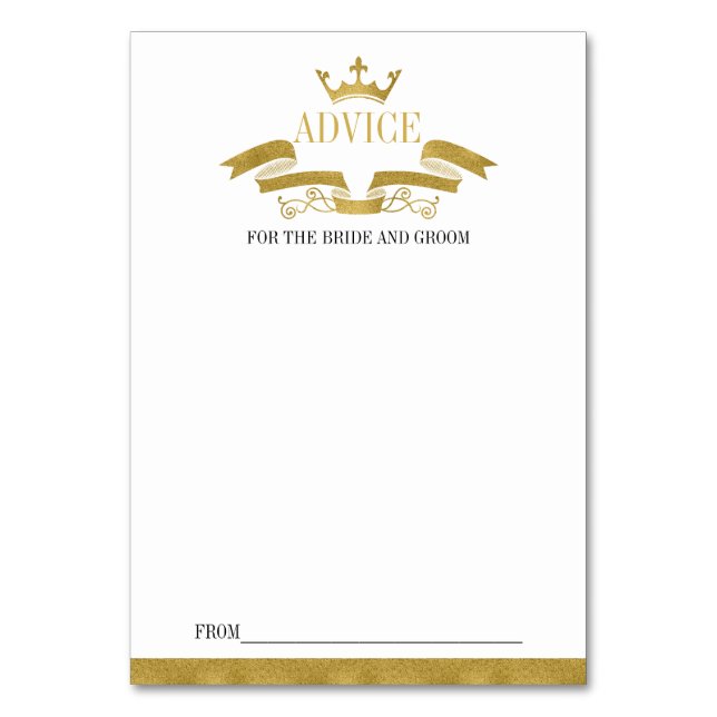Classic Gold Crest Wedding Advice Card (Front)