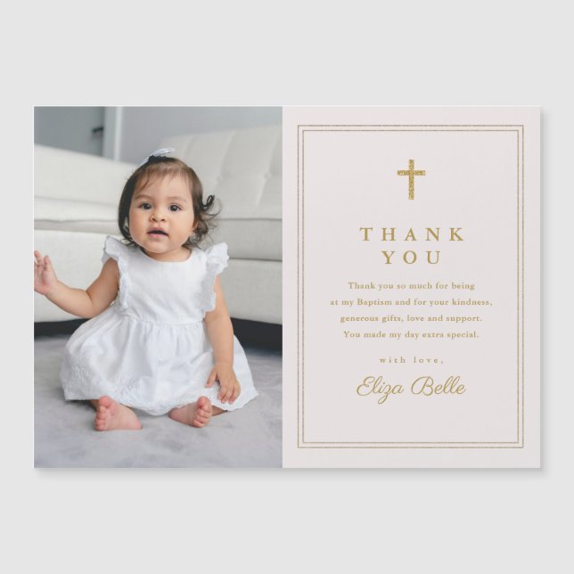 Classic Gold Cross Photo Baptism (Front)