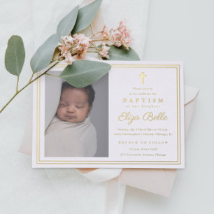 Classic Gold Cross Religious Baptism & Christening