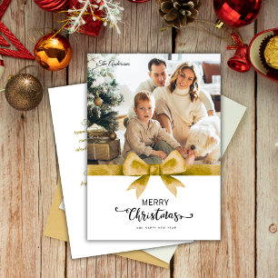Classic Gold Custom Photo & Message Christmas Holiday Card