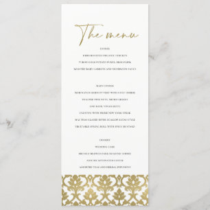 CLASSIC GOLD DAMASK FLORAL PATTERN MENU