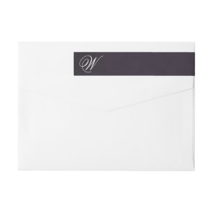 Classic Gold Deco Purple Calligraphy Monogram Wrap Around Label