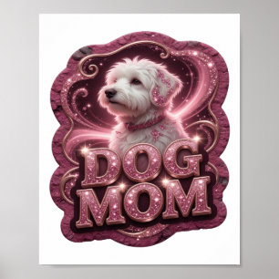 Classic Gold DOG MOM Text Design Poster