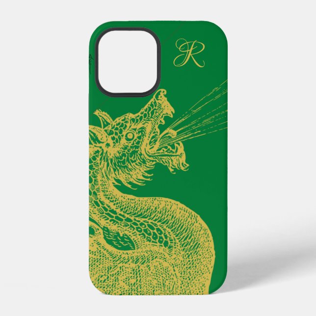 Classic Gold Dragon Monogram Case-Mate iPhone Case (Back)