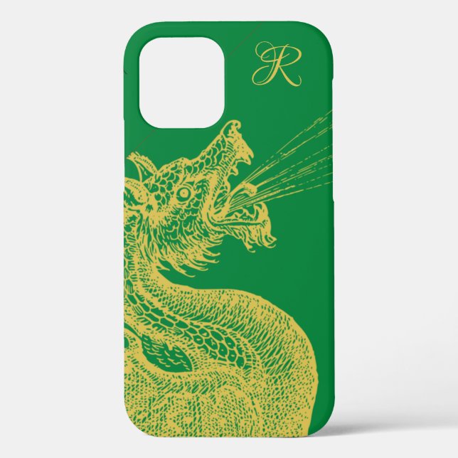 Classic Gold Dragon Monogram Case-Mate iPhone Case (Back)
