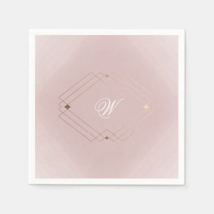 Classic Gold Dusty Rose Pink Monogram Wedding Napkin
