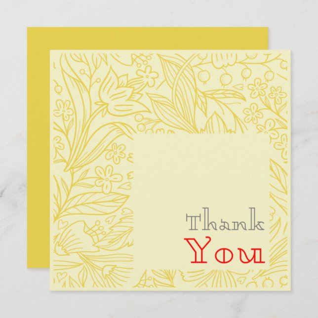 Classic Gold Elegant Floral Thank You Card (Front/Back)