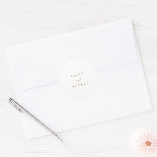 Classic Gold Elegant Wedding Round Sticker (Envelope)