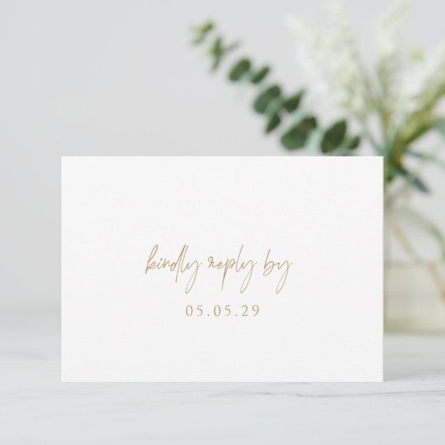 Classic Gold Elegant Wedding RSVP Card (Standing Front)