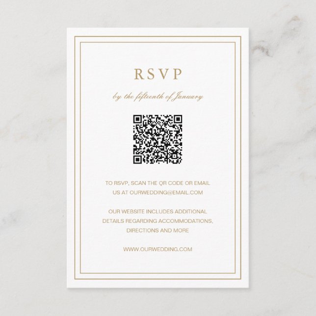 Classic Gold Elegant Wedding RSVP Card (Front)