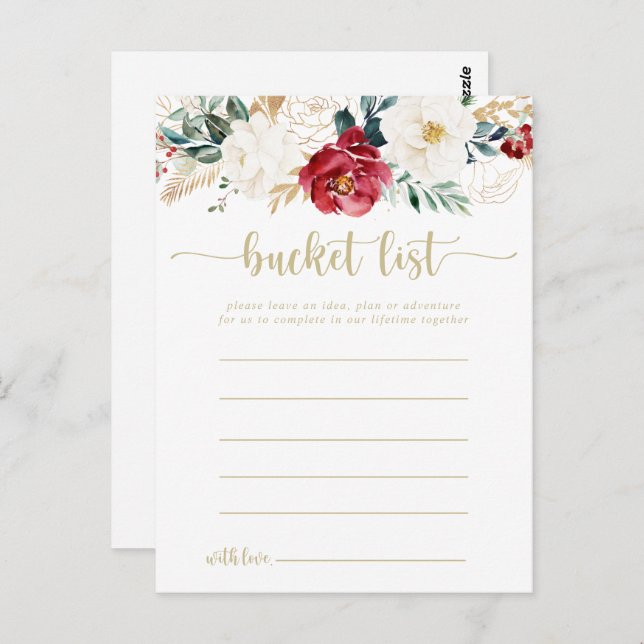Classic Gold Floral Bucket List Cards (Front/Back)