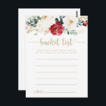 Classic Gold Floral Bucket List Cards<br><div class="desc">These classic gold floral bucket list cards are the perfect activity for a rustic wedding reception or bridal shower. The design features watercolor white, burgundy and gold flowers and berries with green foliage arranged into elegant bouquets. Change the wording to suit any life event. Bucket list sign is sold separately....</div>