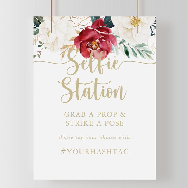 Classic Gold Floral Selfie Station Sign (Creator Uploaded)