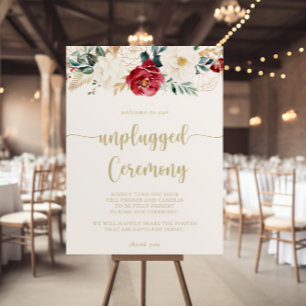 Classic Gold Floral Unplugged Ceremony Sign
