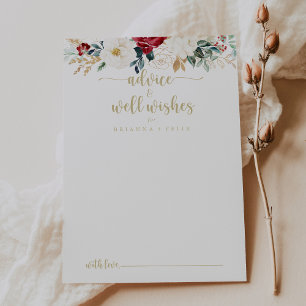 Classic Gold Floral Wedding Well Wishes    Advice Card