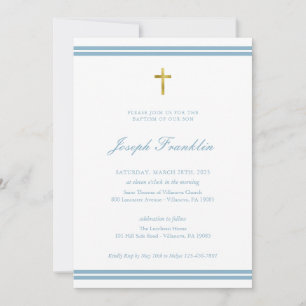 Classic Gold Foil Boys Baptism Communion Invitatio Invitation
