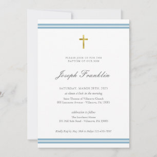 Classic Gold Foil Boys Baptism Communion Invitation