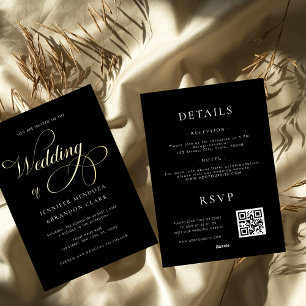 Classic Gold Foil Calligraphy All in One Wedding