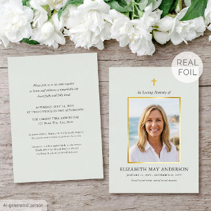 Classic Gold Foil Celebration of Life Pastel Green