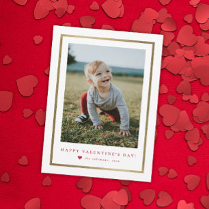 Classic gold foil frame Photo Valentine's Day Card