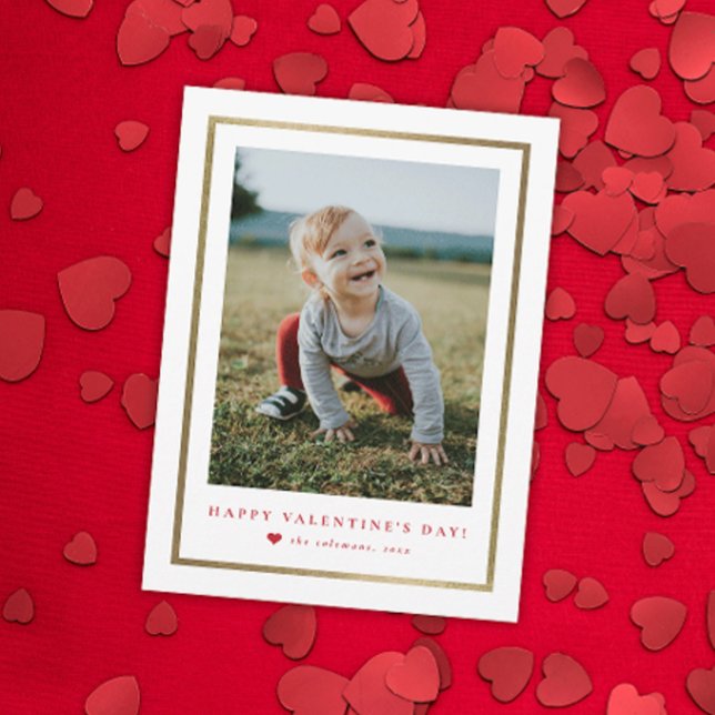 Classic gold foil frame Photo Valentine's Day  Card (Creator Uploaded)