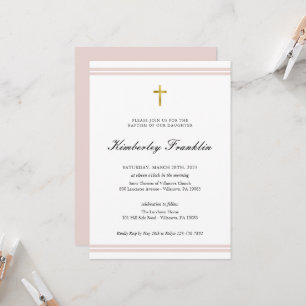 Classic Gold Foil Girls Baptism Communion Invitat Invitation