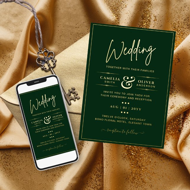 Classic GOLD FOIL Green Elegant Classic Wedding (Creator Uploaded)