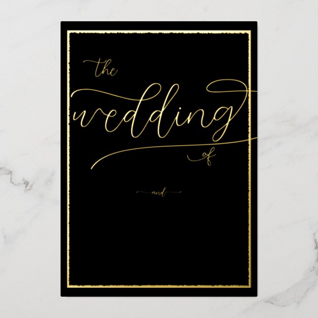 Classic Gold Frame Flourish Calligraphy Wedding (Front)