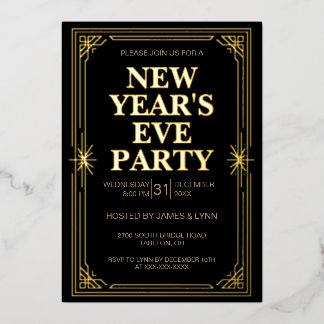 Classic Gold Frame New Year’s Eve Party Invitation