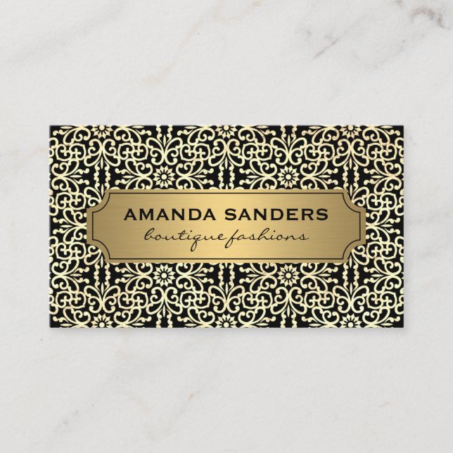Classic Gold Frame Ornamental Pattern Business Card (Front)