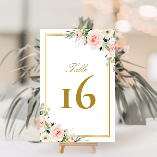 classic gold frame pink blush wedding table number (Creator Uploaded)