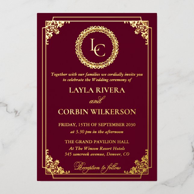 Classic Gold Frame Royal Monogram Wedding (Front)
