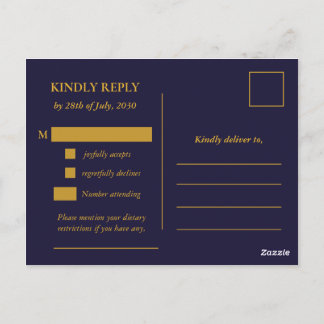 Classic Gold Frame Wedding RSVP Postcard