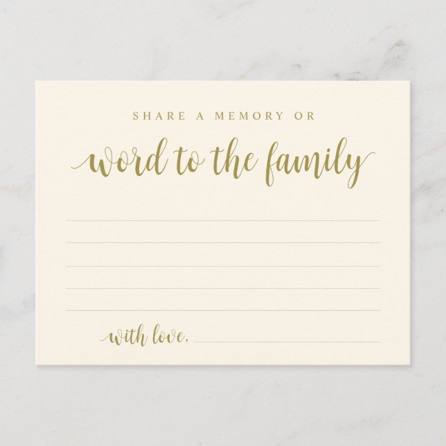 Classic Gold, Funeral Service, Share a memory Card (Front)