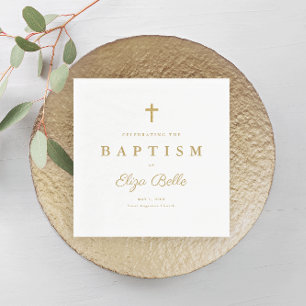 Classic Gold Glitter Cross Baptism Napkin