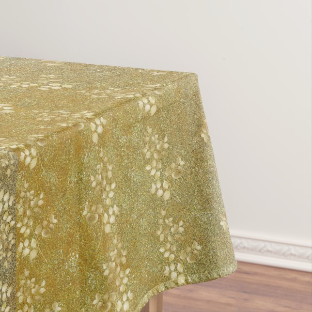 Classic Gold Glitter Floral Pattern Tablecloth (In Situ)