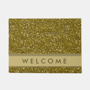 Classic Gold Glitter Look Welcome Doormat
