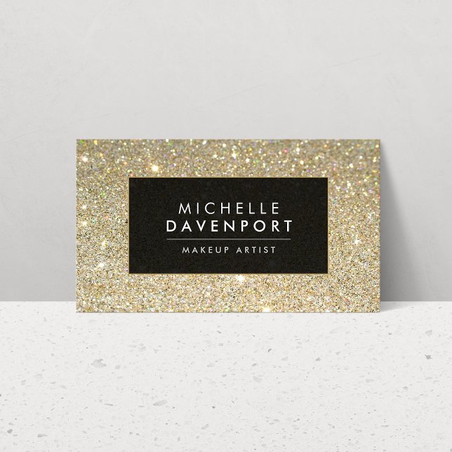 Classic Gold Glitter Makeup Artist Business Card (Creator Uploaded)