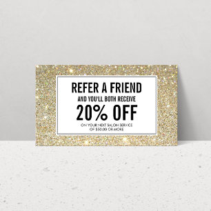Classic Gold Glitter Salon Referral Card