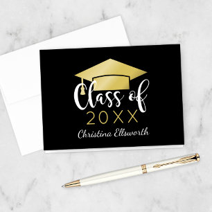 Classic Gold Graduation Cap Black 2026 Thank You Card