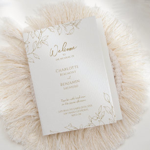 Classic Gold Greenery Wedding Folded Program