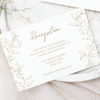 Classic Gold Greenery Wedding Reception Enclosure Card
