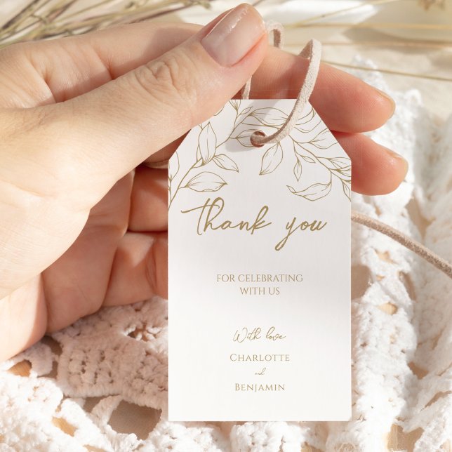 Classic Gold Greenery Wedding Thank You Gift Tags (Creator Uploaded)