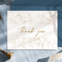 Classic Gold Greenery Wedding Thank You